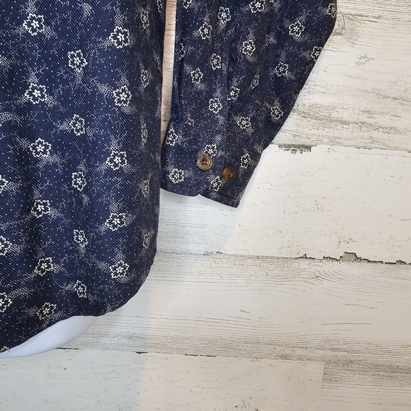 Vintage John Rich & Bros Woolrich Shirt Men's Small Floral Print Button Up Blue - Picture 6 of 16